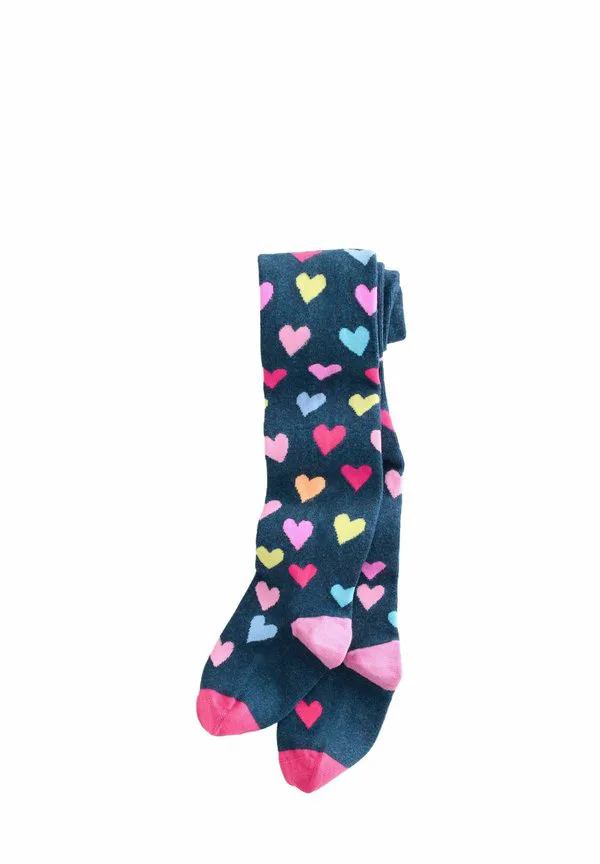 Колготки с ярким принтом в виде сердечек Next, Navy Blue Multi