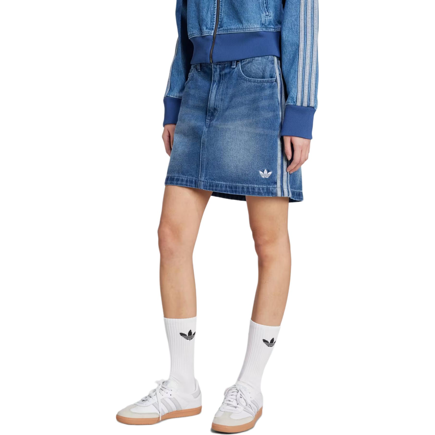 Джинсовая мини-юбка adicolor 3 stripes Adidas Originals, индиго — фото 2