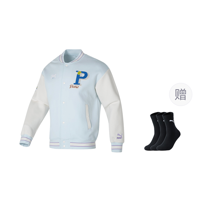

Куртка унисекс, бейсбольный воротник, средней жесткости, другие Puma, светлый синий (comes with 3 pack puma socks)