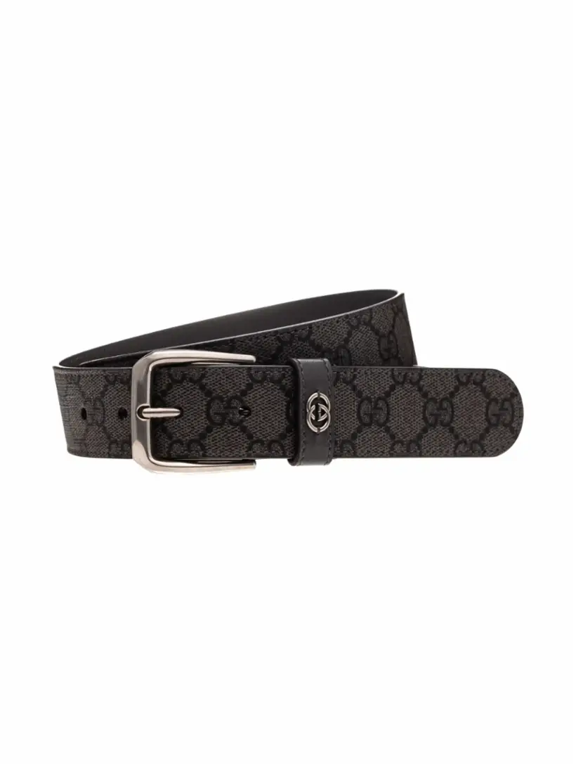 

Кожаный ремень GG Supreme Gucci, серый