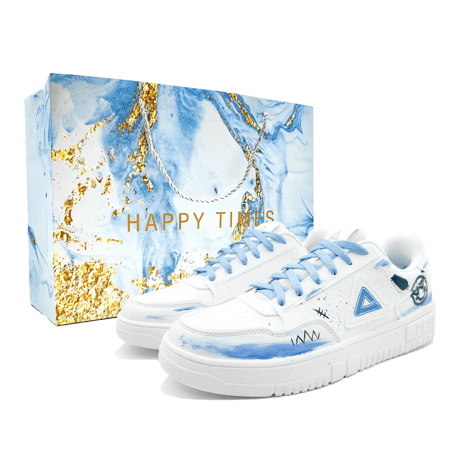 

PEAK Кроссовки для скейтбординга с амортизацией и дышащими свойствами, мужские, синие и белые