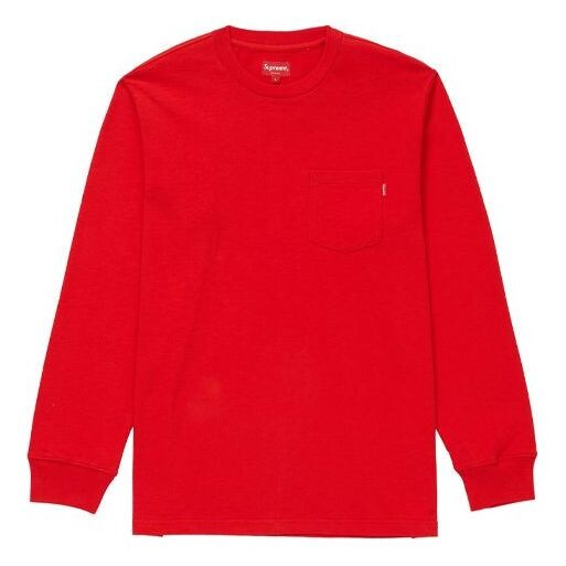 

Футболка fw18 l/s pocket tee red long sleeves Supreme, красный