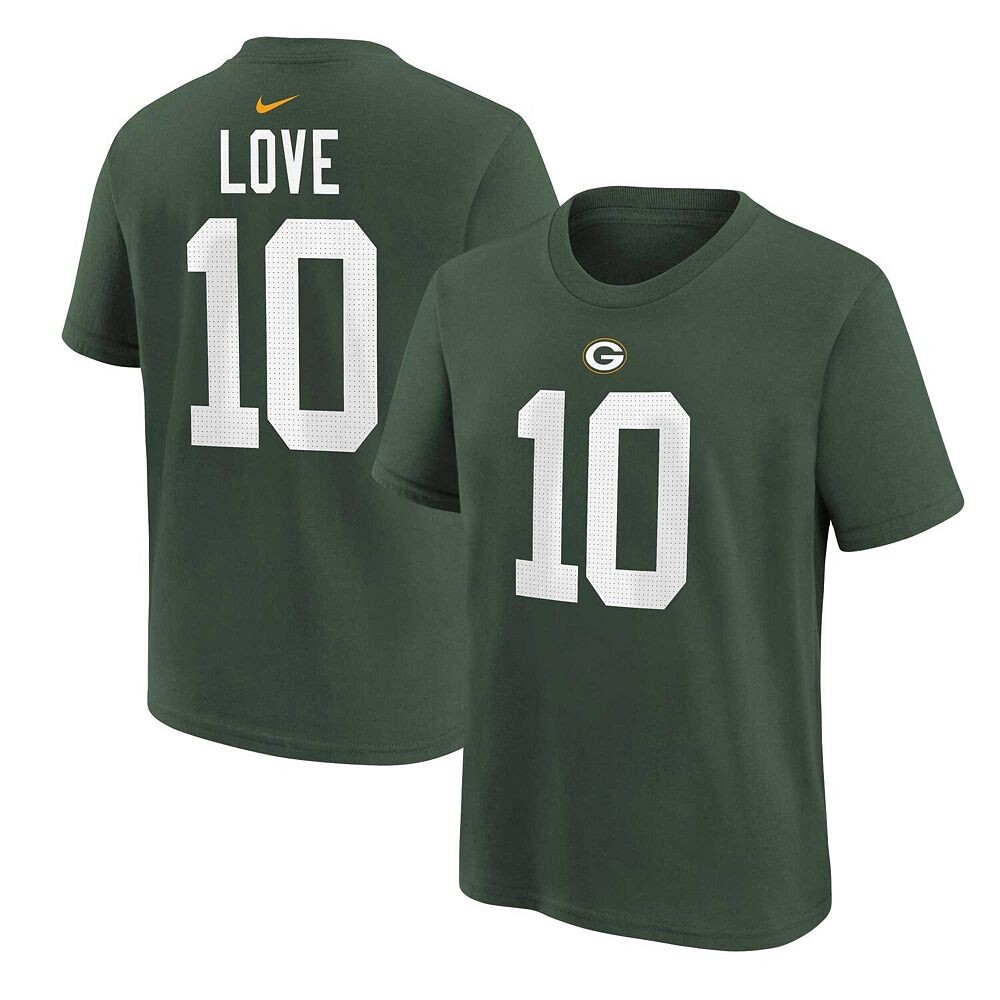 

Футболка Nike Jordan Love Green Green Bay Packers для дошкольников с именем и номером игрока, цвет Pkr Green