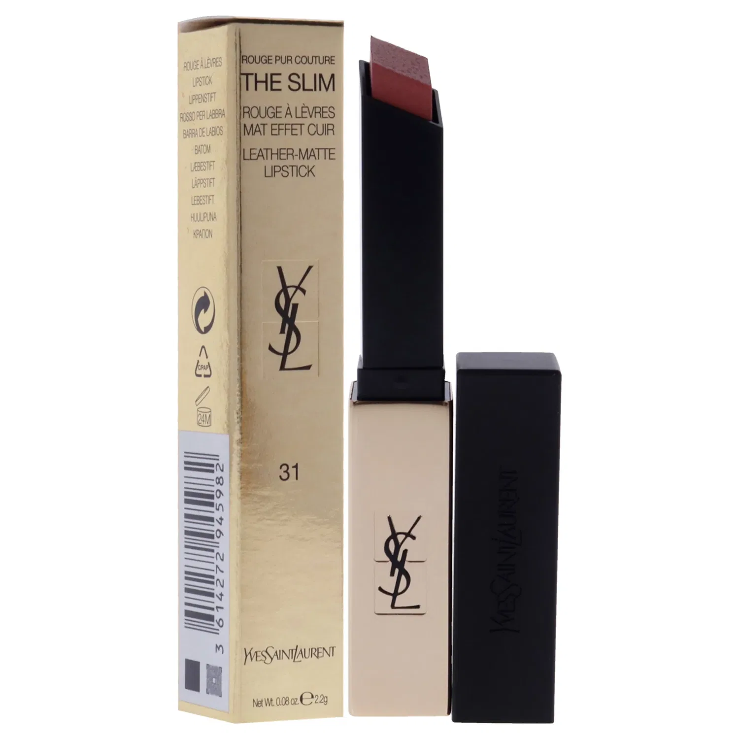 Матовая помада Rouge Pur Couture The Slim Matte Lipstick - 31 Inflammatory Nude от Yves Saint Laurent для женщин - 0,08 унции, бежевый — фото 3