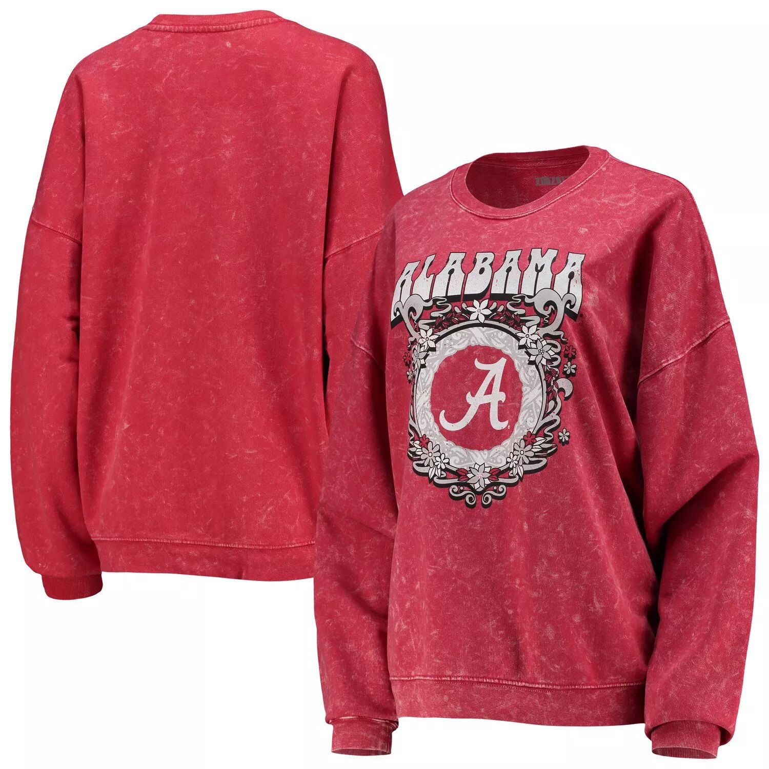 

Женский винтажный пуловер большого размера ZooZatz Crimson Alabama Crimson Tide Garment Wash, винтажный свитшот большого размера