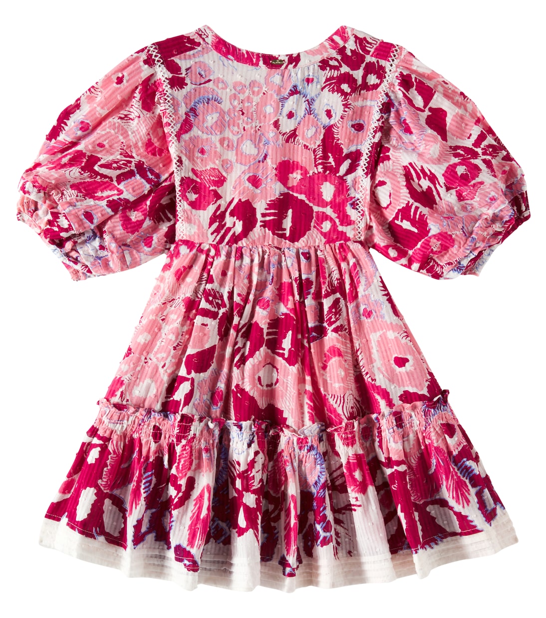 Платье из хлопка с рюшами Aria Poupette St Barth Kids, Pink Pencilleo — фото 4