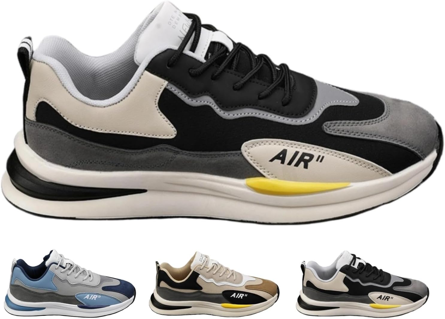 

Мужские и женские модные кроссовки с массивной подошвой, повседневные, легкие, удобные, с амортизацией для ходьбы и бега Macefil, черный/бежевый