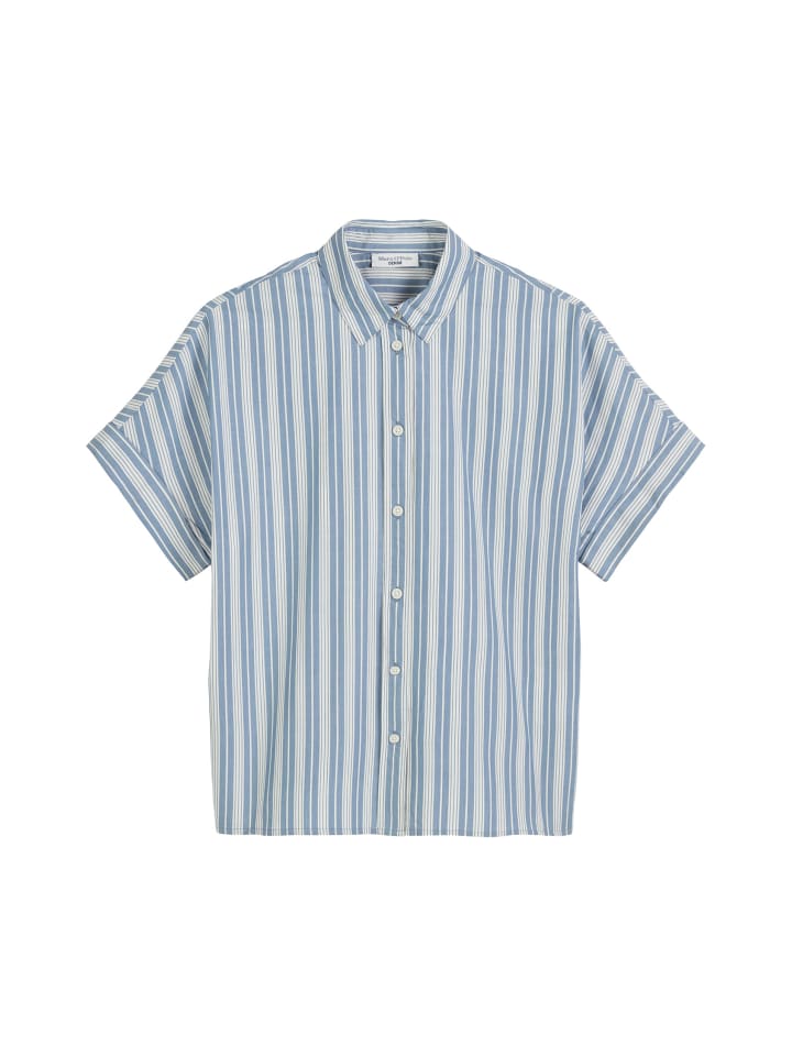 

Marc O'Polo DENIM Полосатая блузка свободного кроя, средне-синего цвета
