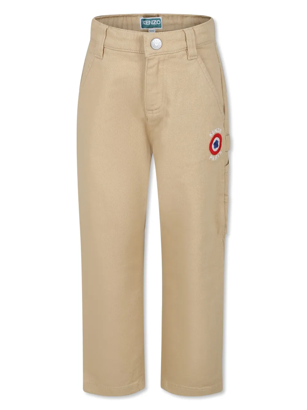 

Твиловые брюки карго с вышитым логотипом Kenzo Kids, нейтральный
