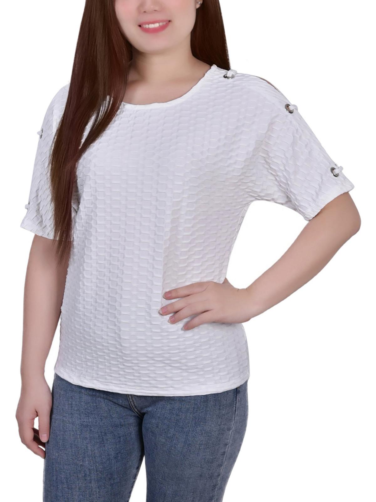 

Женская блузка Petites с узором в виде сот NY Collection, белый