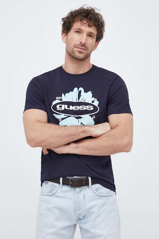 

Футболка из хлопка Guess, темно-синий