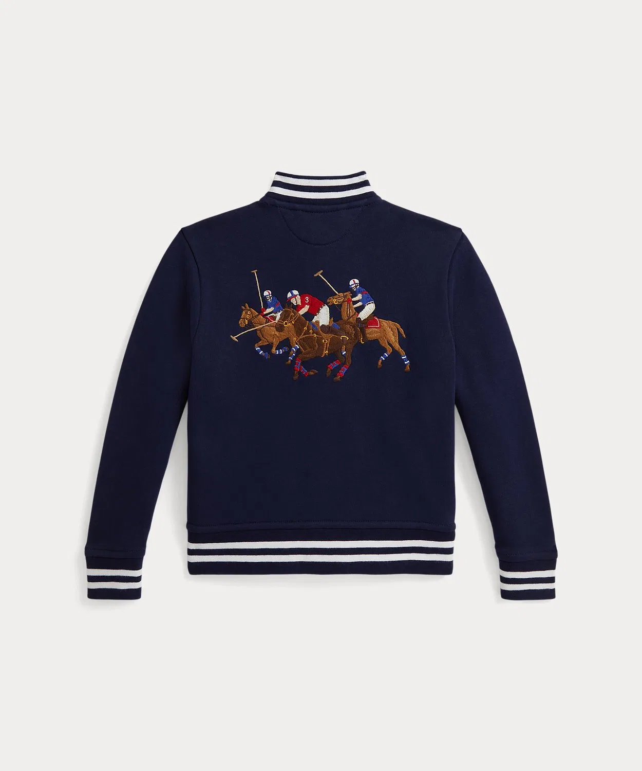 Флисовая бейсбольная куртка Polo Ralph Lauren Triple Pony, темно-синяя — фото 2