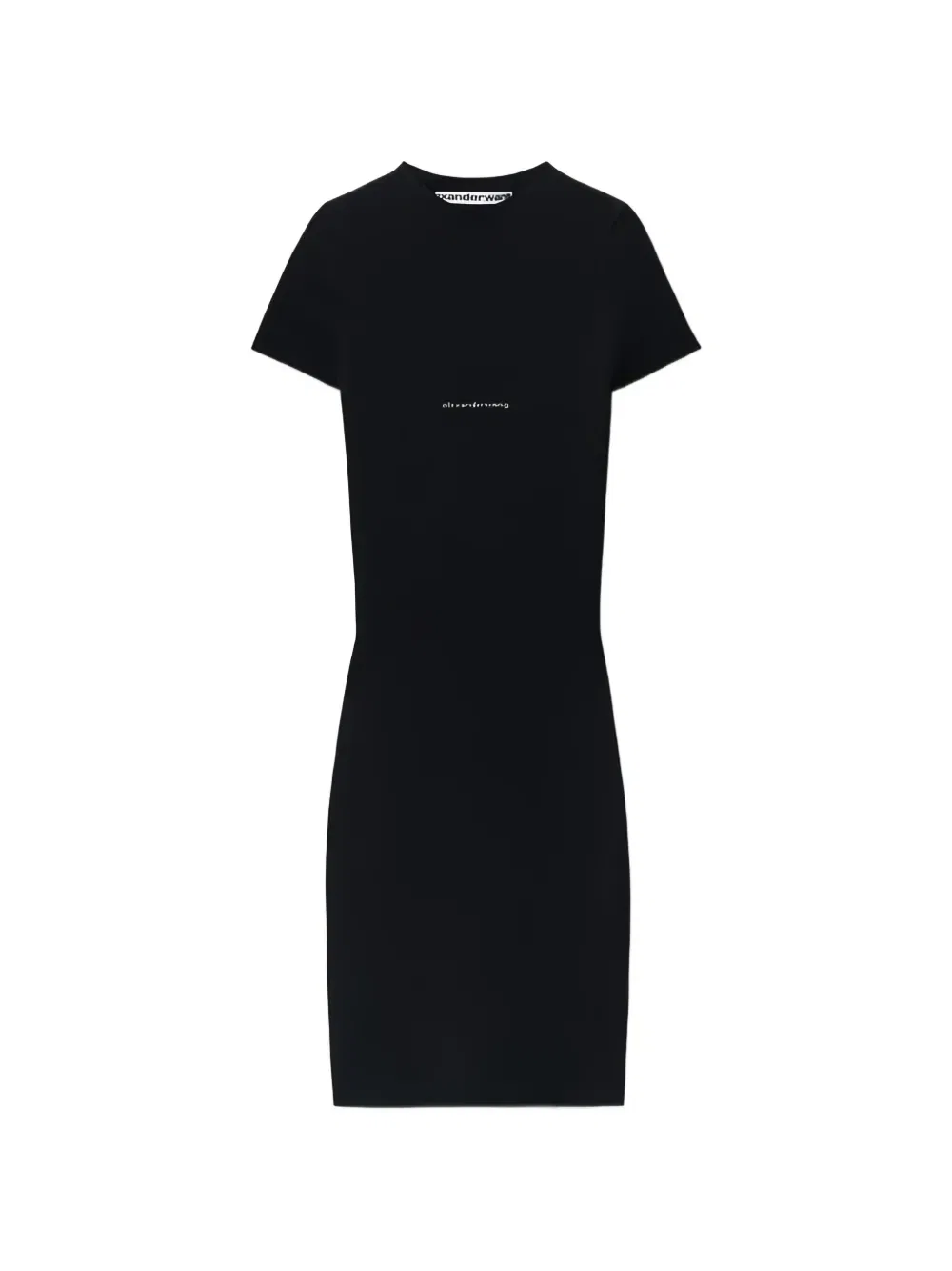 Мини-платье с короткими рукавами и круглым вырезом, украшенное логотипом Alexander Wang, черный