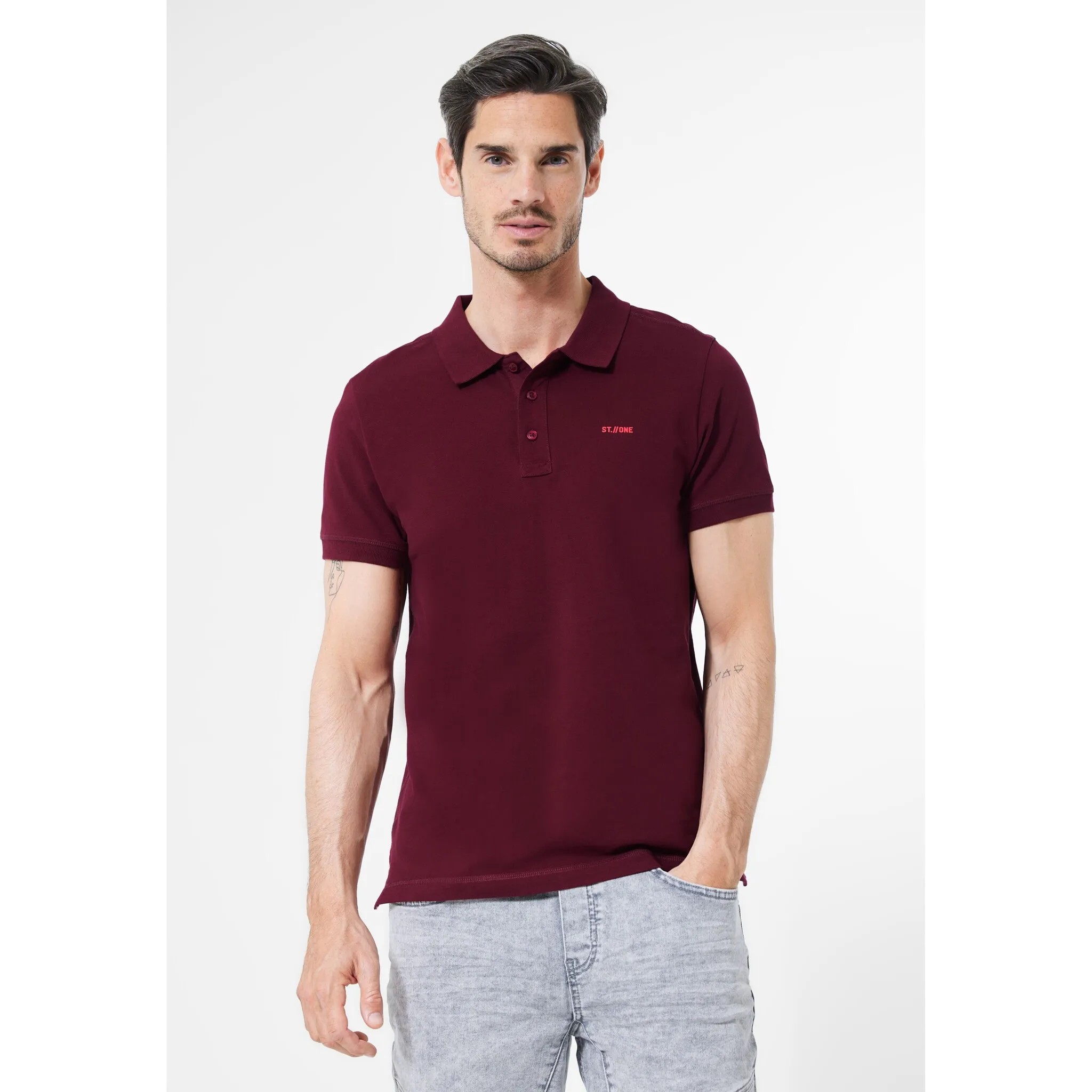 

Рубашка поло STREET ONE MEN, однотонная, красный