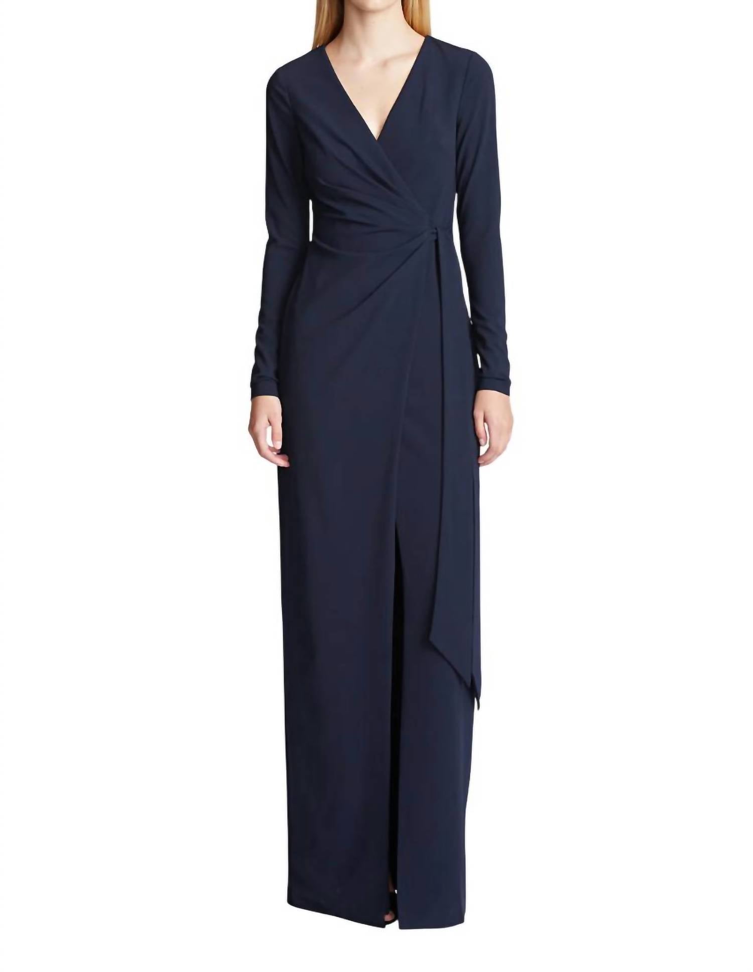 

Платье макси Jasmine Crepe темно-синего цвета HALSTON HERITAGE