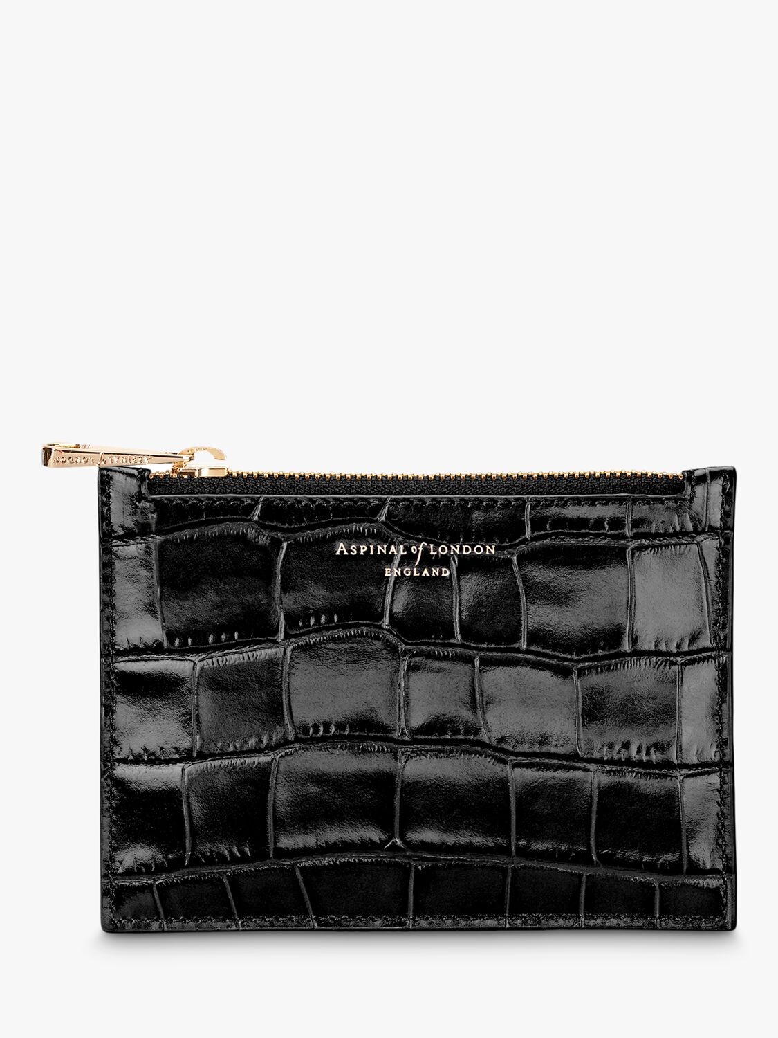 

Маленькая плоская сумка Aspinal of London Essential из блестящей кожи крокодила, черная, Черный, Маленькая плоская сумка Aspinal of London Essential из блестящей кожи крокодила, черная