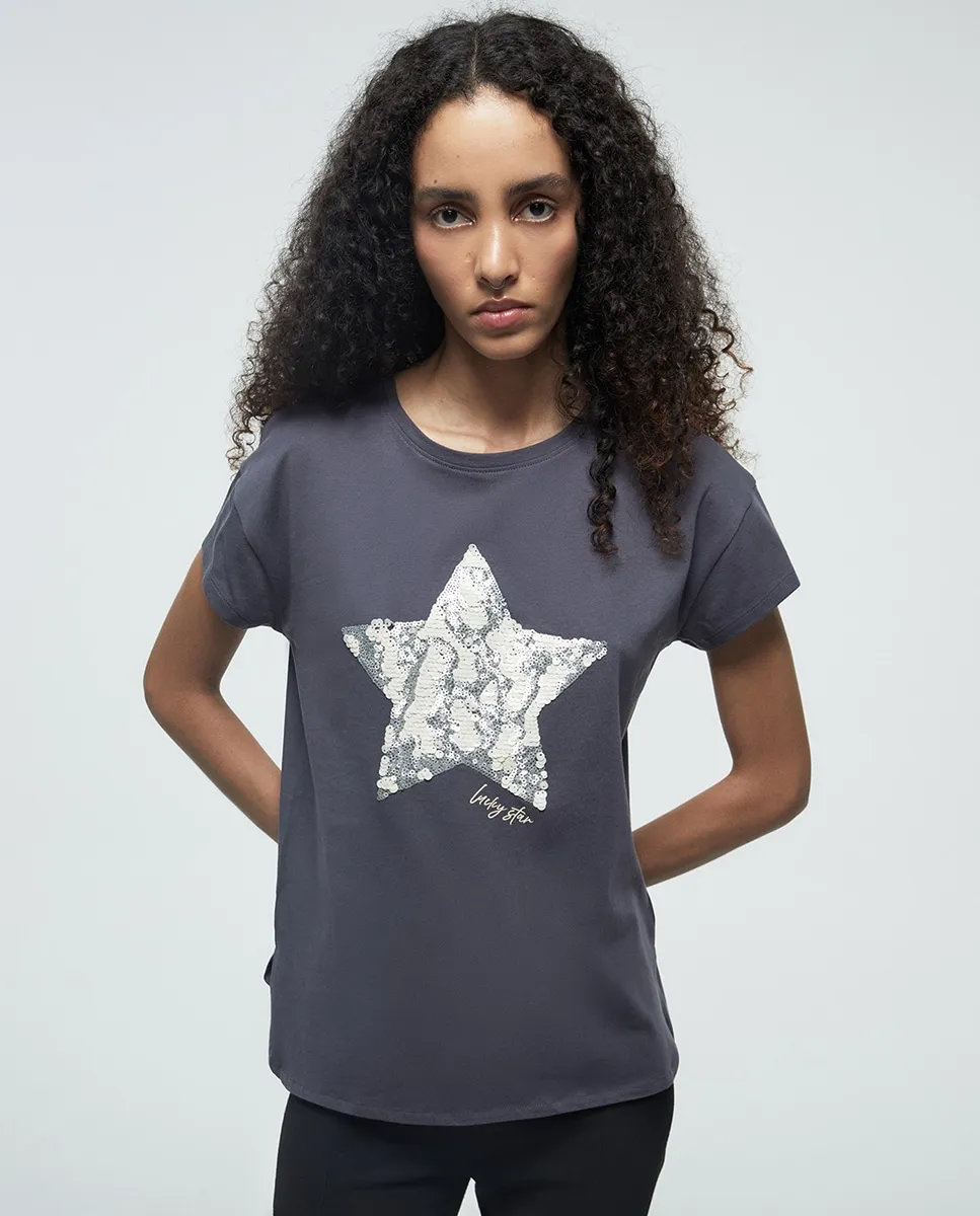 

Футболка с блестками Sfera, серо-зеленый