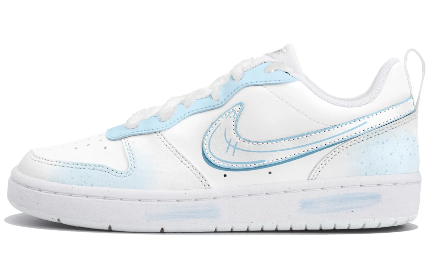 

Nike Court Borough Soothing Blue Meander низкие скейтборд кроссовки White Blue детские