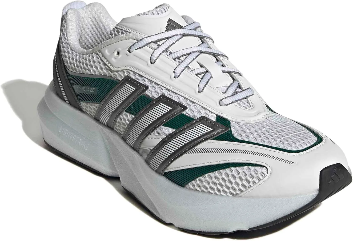 Мужские кроссовки Adidas Lightblaze Glow на шнуровке для повседневной носки - синие, белый/металлик/зеленый — фото 4
