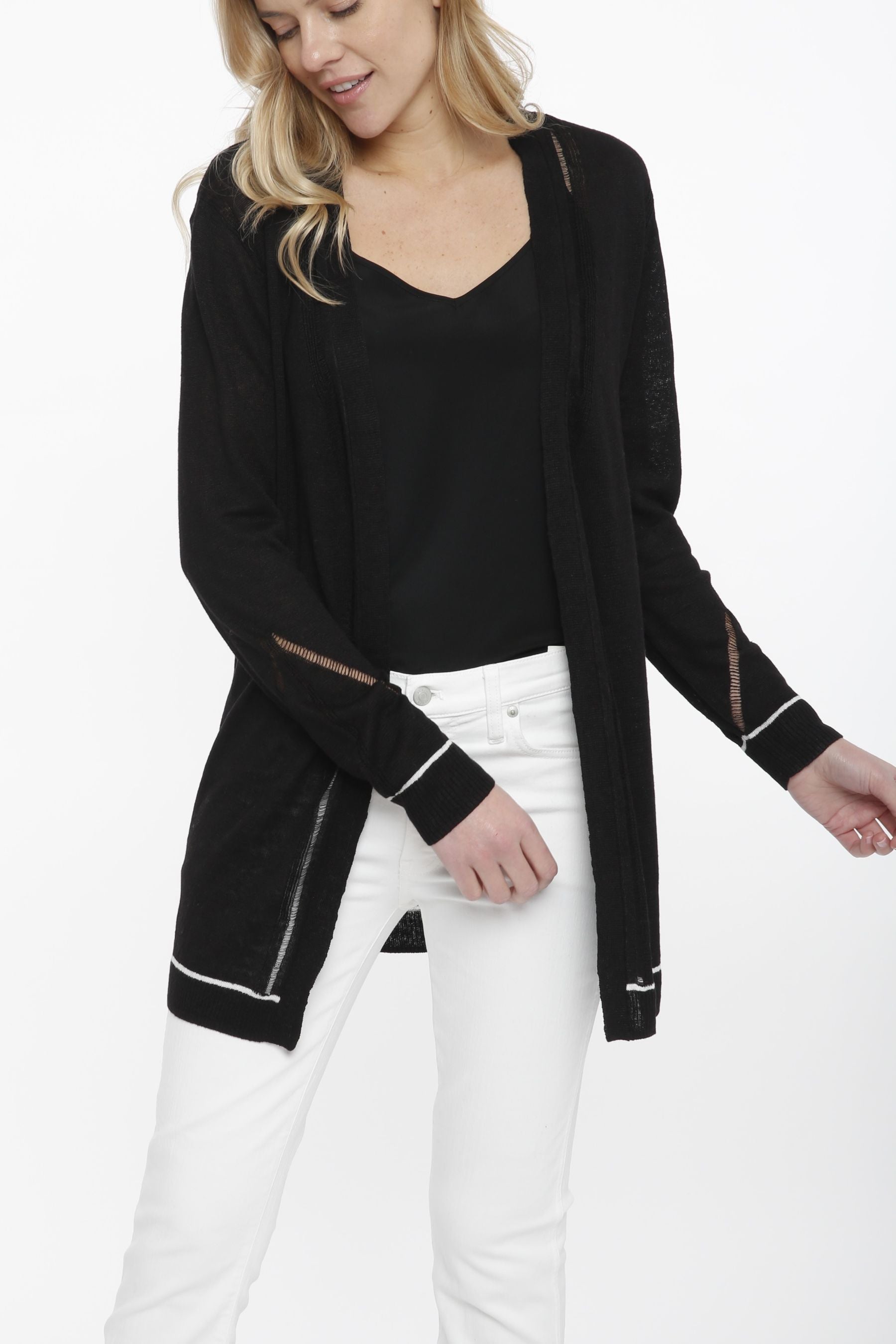 

Длинный кардиган с ажурной вышивкой InCashmere, черный