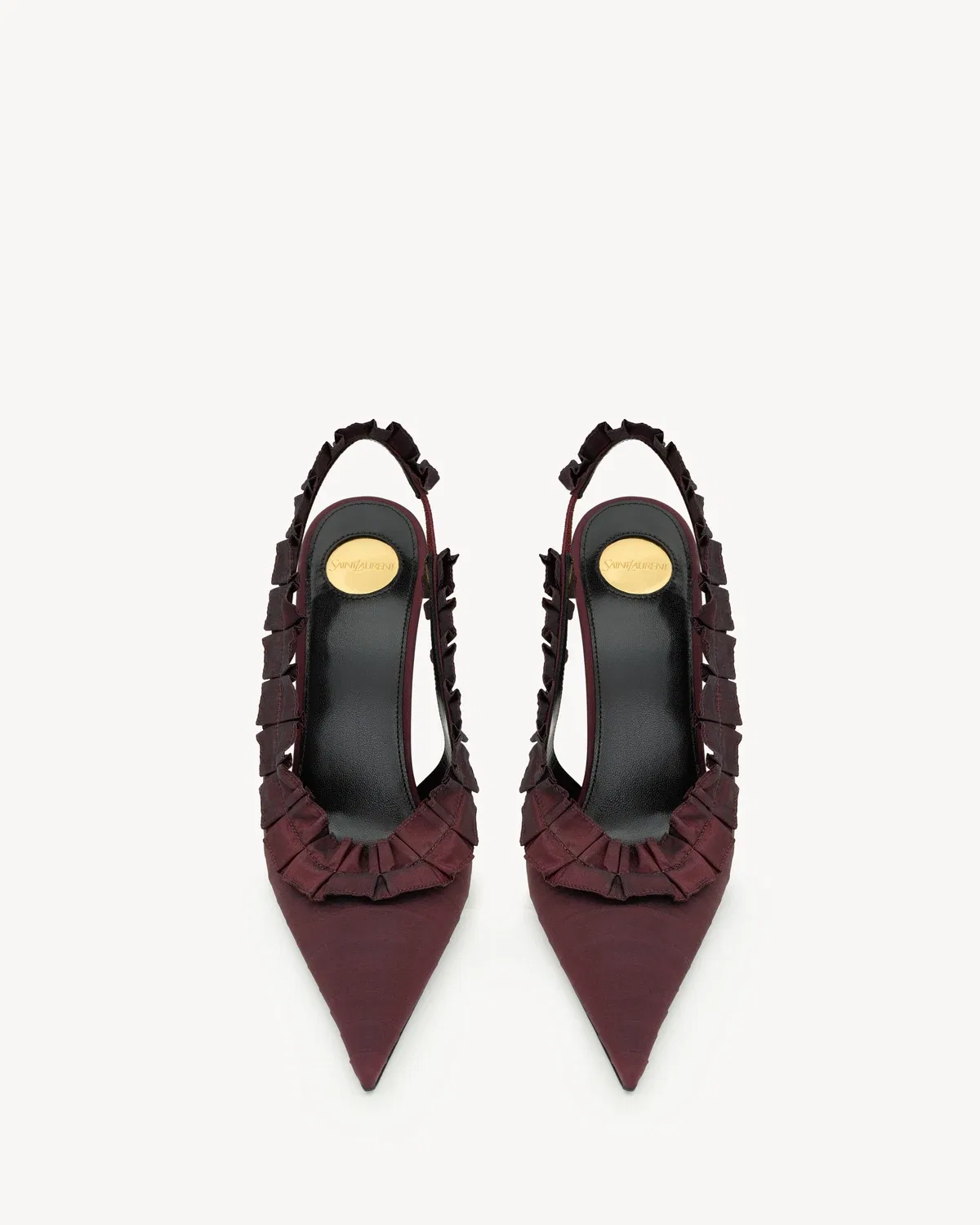 Туфли-лодочки с открытой пяткой MADELEINE из шелкового тафты SAINT LAURENT, красный — фото 3