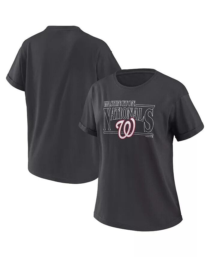 

Женская темно-серая футболка-бойфренд оверсайз Washington Nationals Wear By Erin Andrews