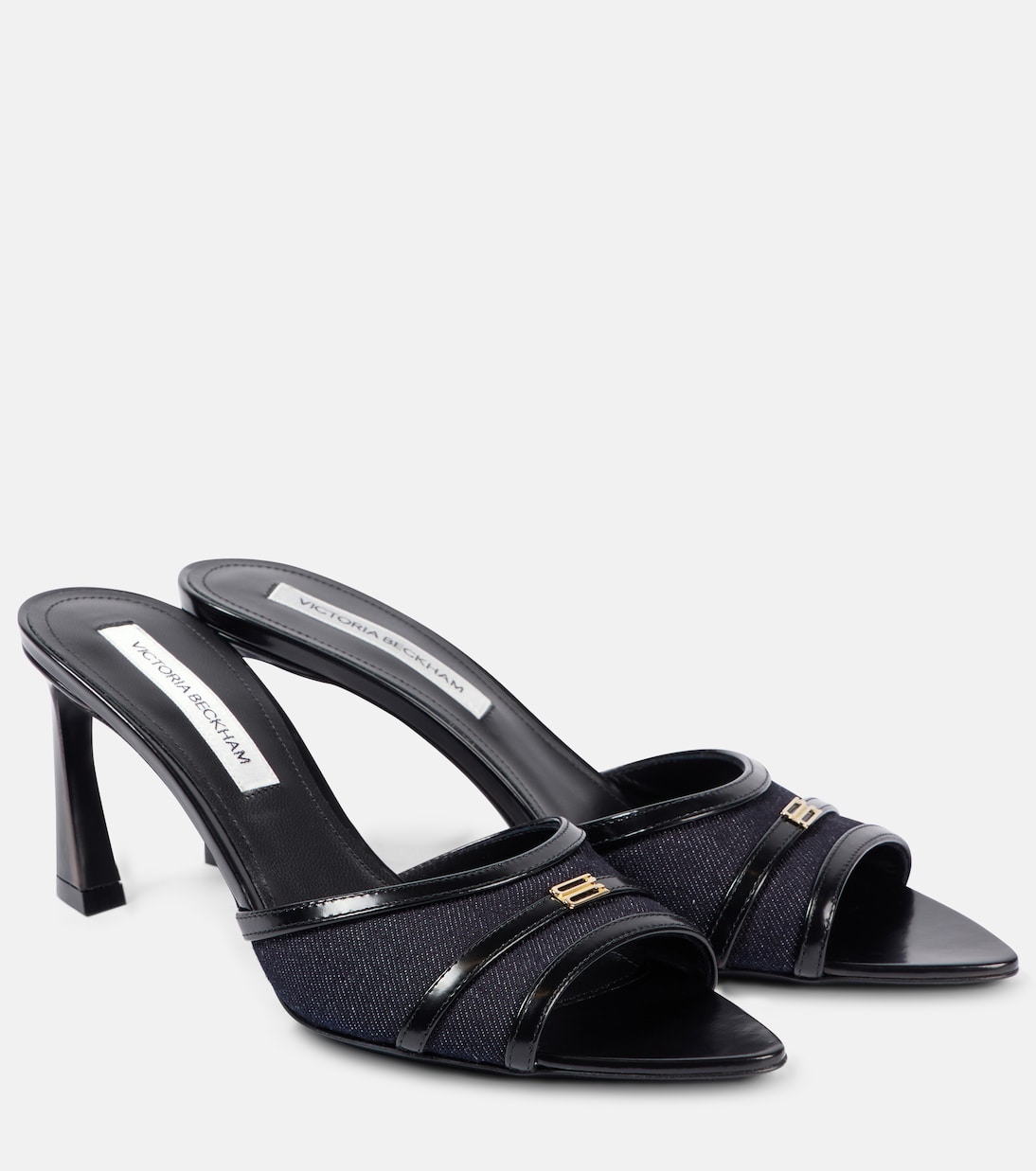 Джинсовые мюли с кожаной отделкой Victoria Beckham, индиго