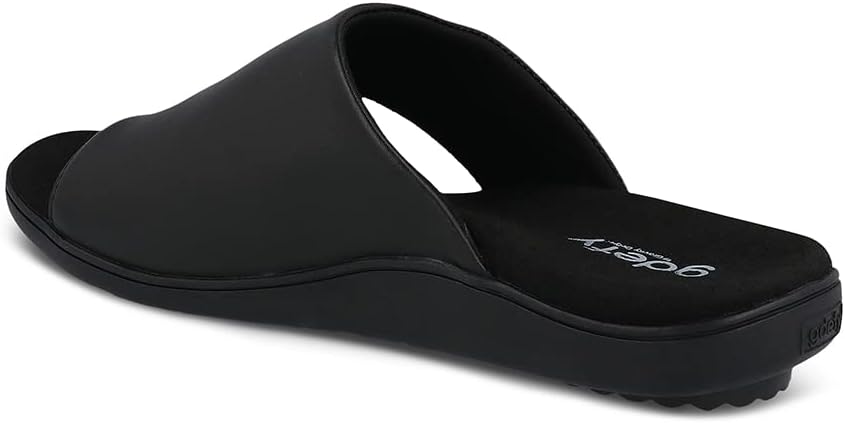 Мужские сандалии Gravity Defyer GDEFY Etztal из кожи - США - ортопедические шлепанцы с проверенной технологией VersoShock, черный — фото 4