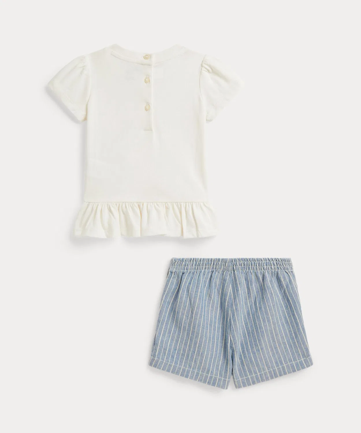Комплект: футболка Polo Bear и шорты из льна и хлопка, белый — фото 2