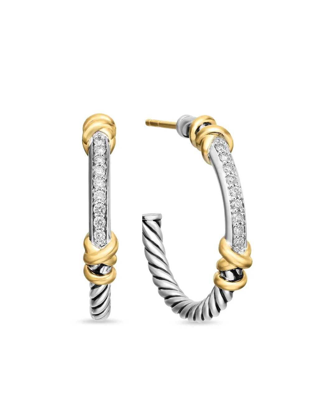 

Серьги-кольца Petite Helena Wrap из желтого золота и серебра с бриллиантами David Yurman, серебяный