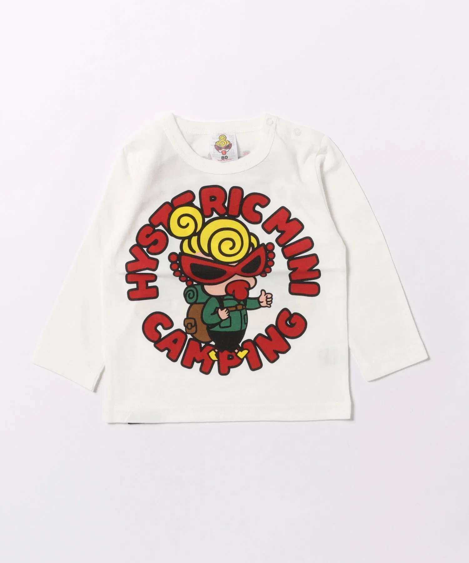 Детская футболка с длинным рукавом HYSTERIC MINI NIGHT TIME FRIENDS & CAMP BEAR белая