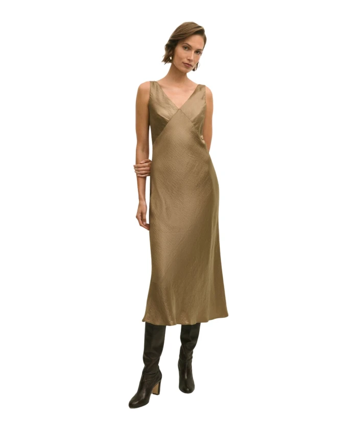 

Атласное платье-комбинация Brooks Brothers, желтый