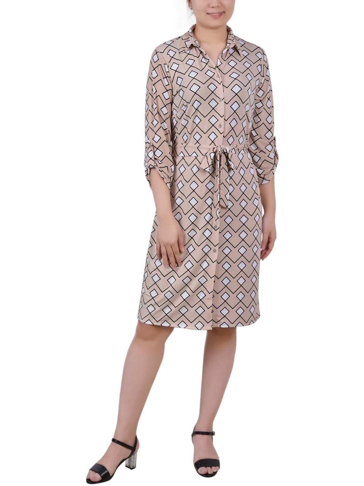 

Платье-рубашка Petites Womens с принтом выше колена NY Collection, цвет moonlight