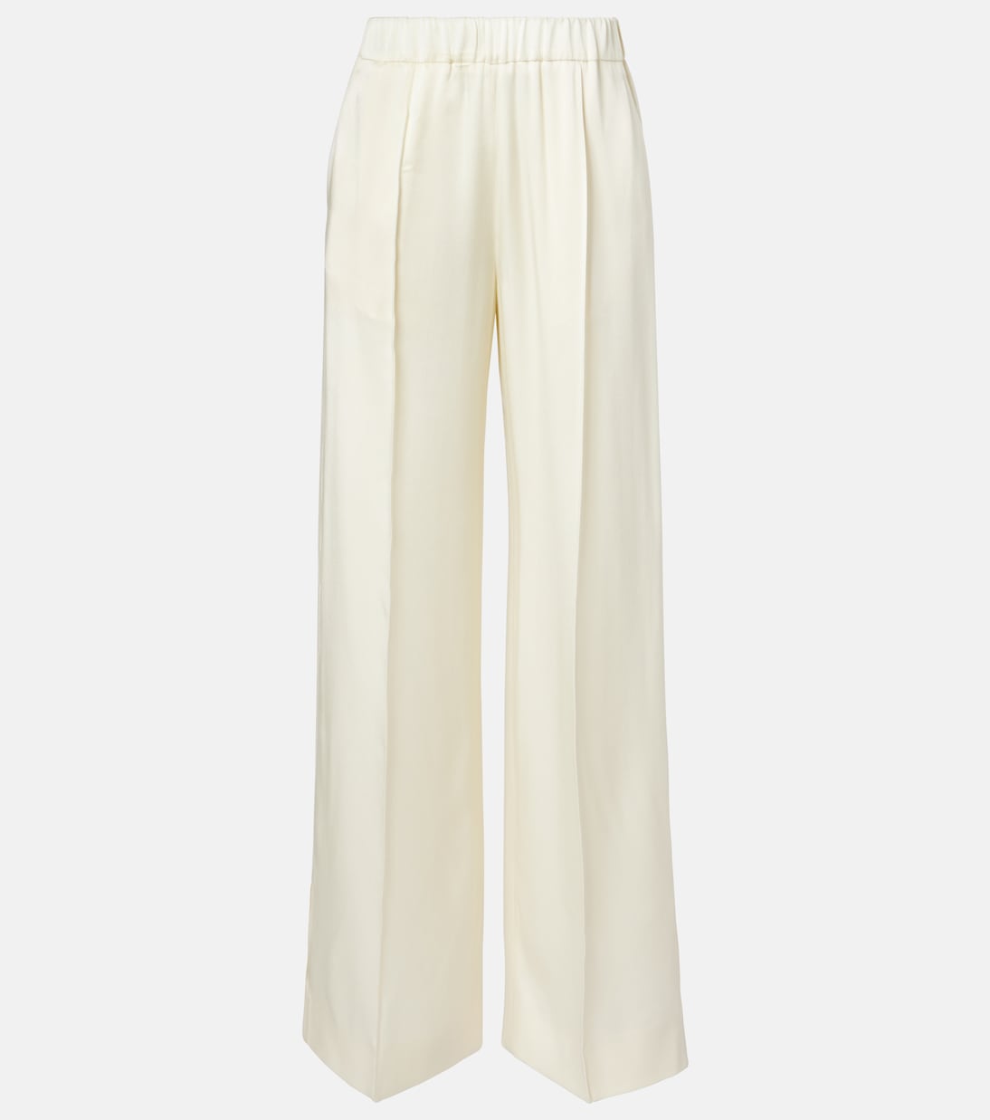 

Широкие брюки-клеш из плиссированного сатина Jil Sander, Natural