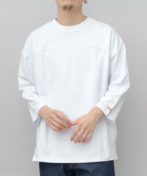 

Футболка для американского футбола, хлопковая, плотность 215 г/м², с рукавами три четверти, контрастными деталями, свободного кроя Goodwear, белый