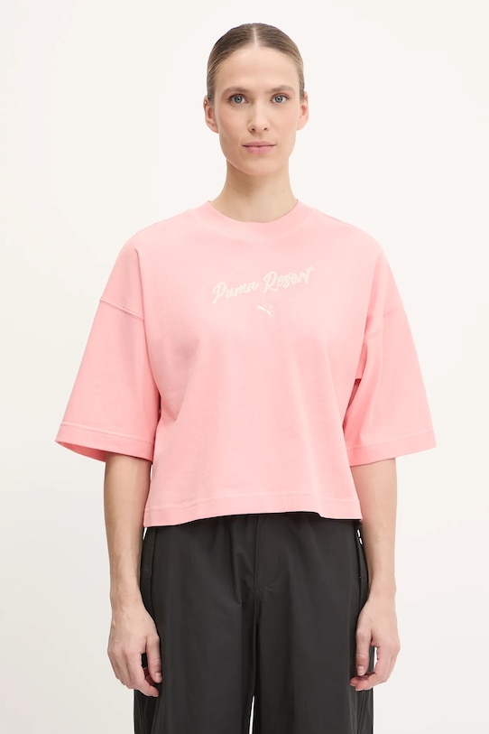 

Хлопковая футболка Puma, розовый