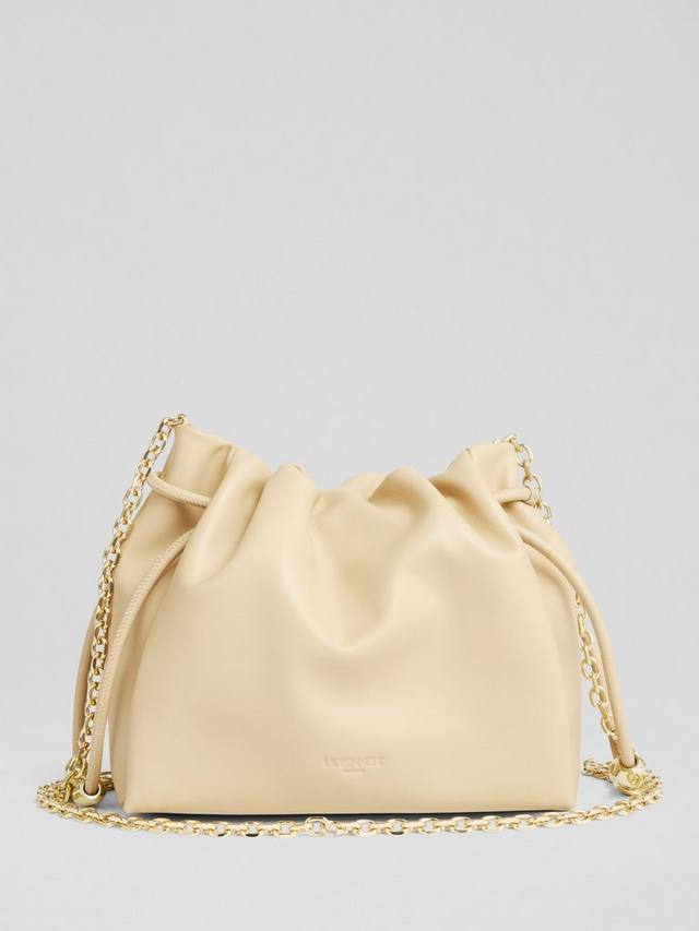 

Кожаная сумка кросс-боди Kendra с бисерным декором и шнурком L.K.Bennett, Light Taupe