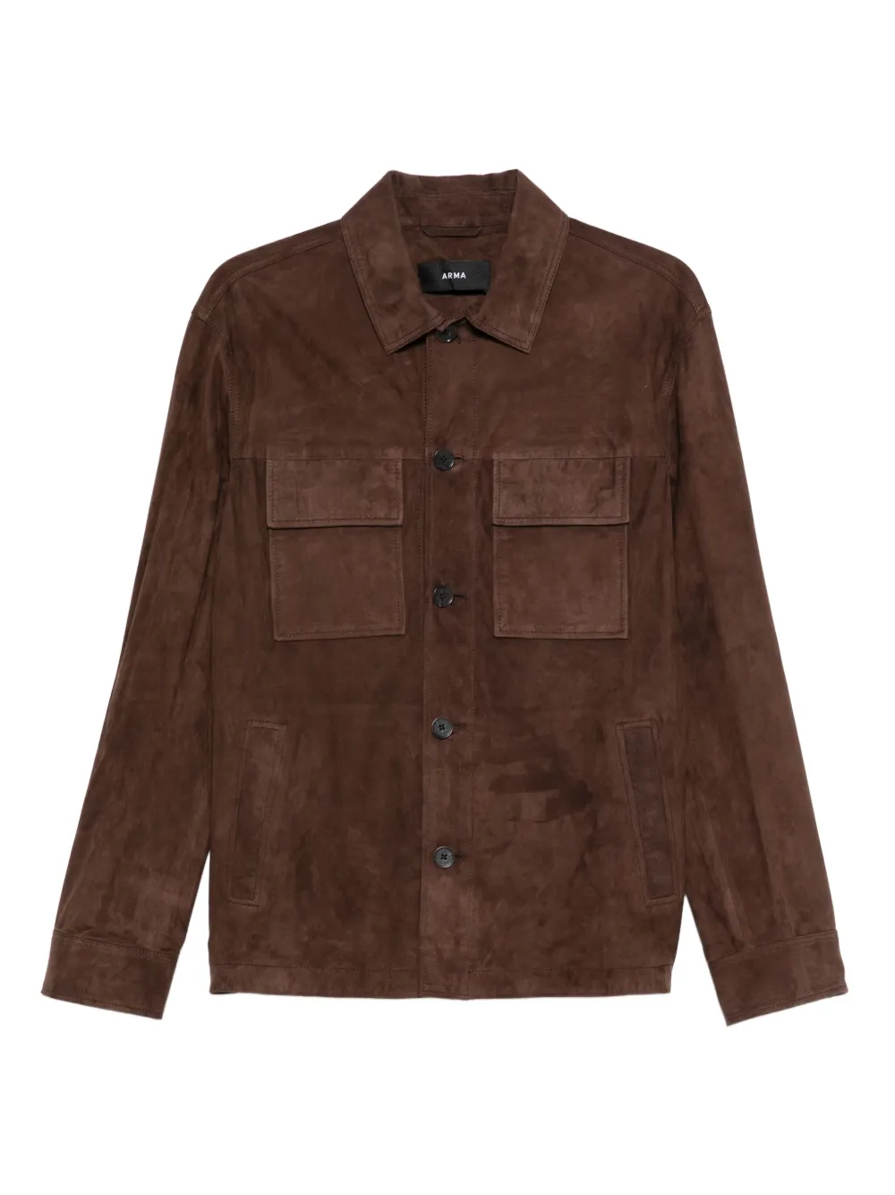 

Куртка-overshirt из замши с клапанами на карманах Arma, коричневый