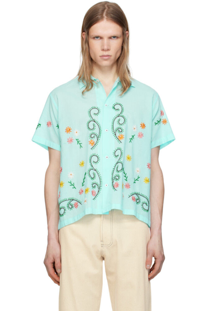 

Синяя рубашка с вышитыми водорослями HARAGO