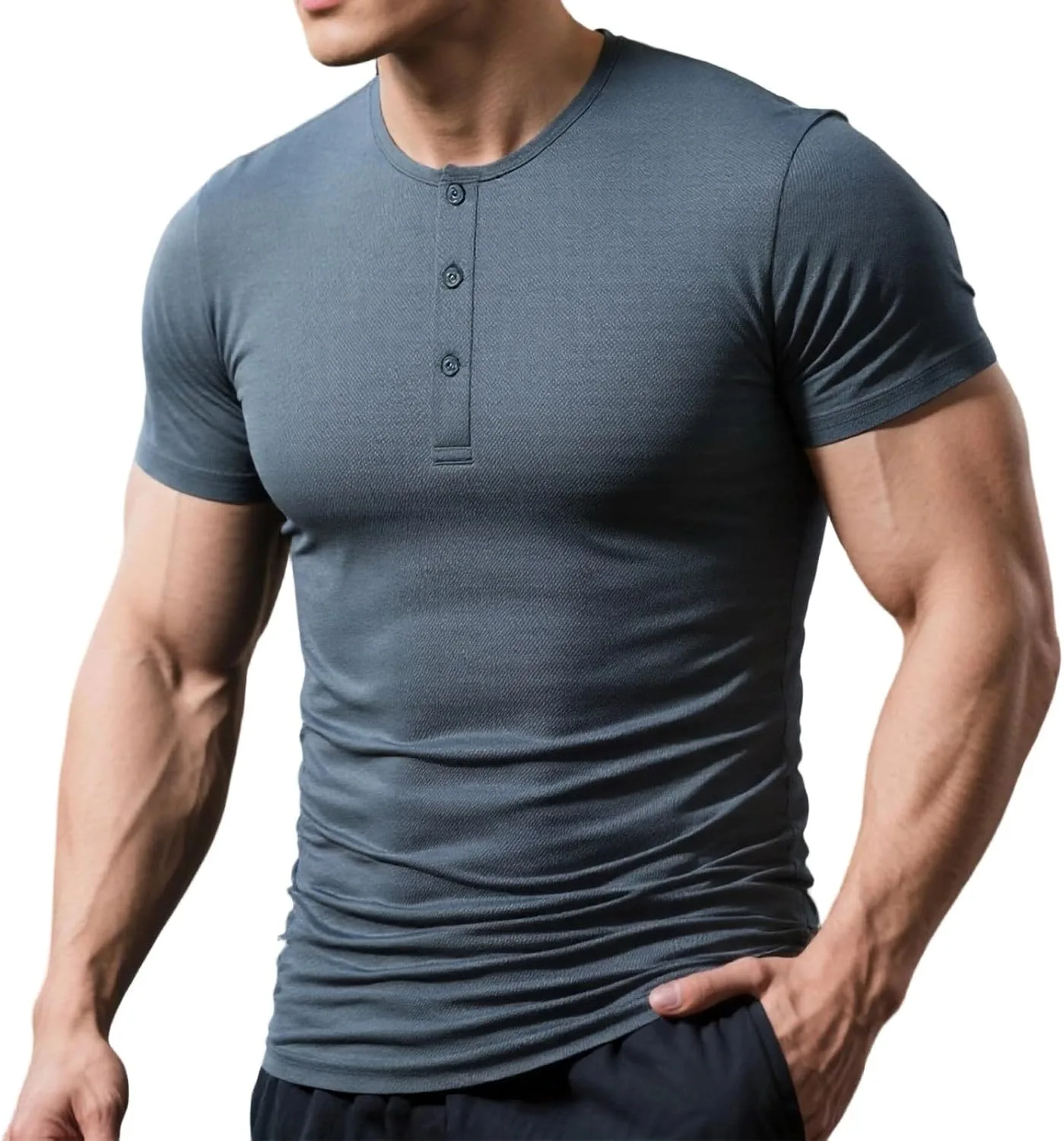 

Мужская футболка Henley Slim Fit для тренировок Lmdudan