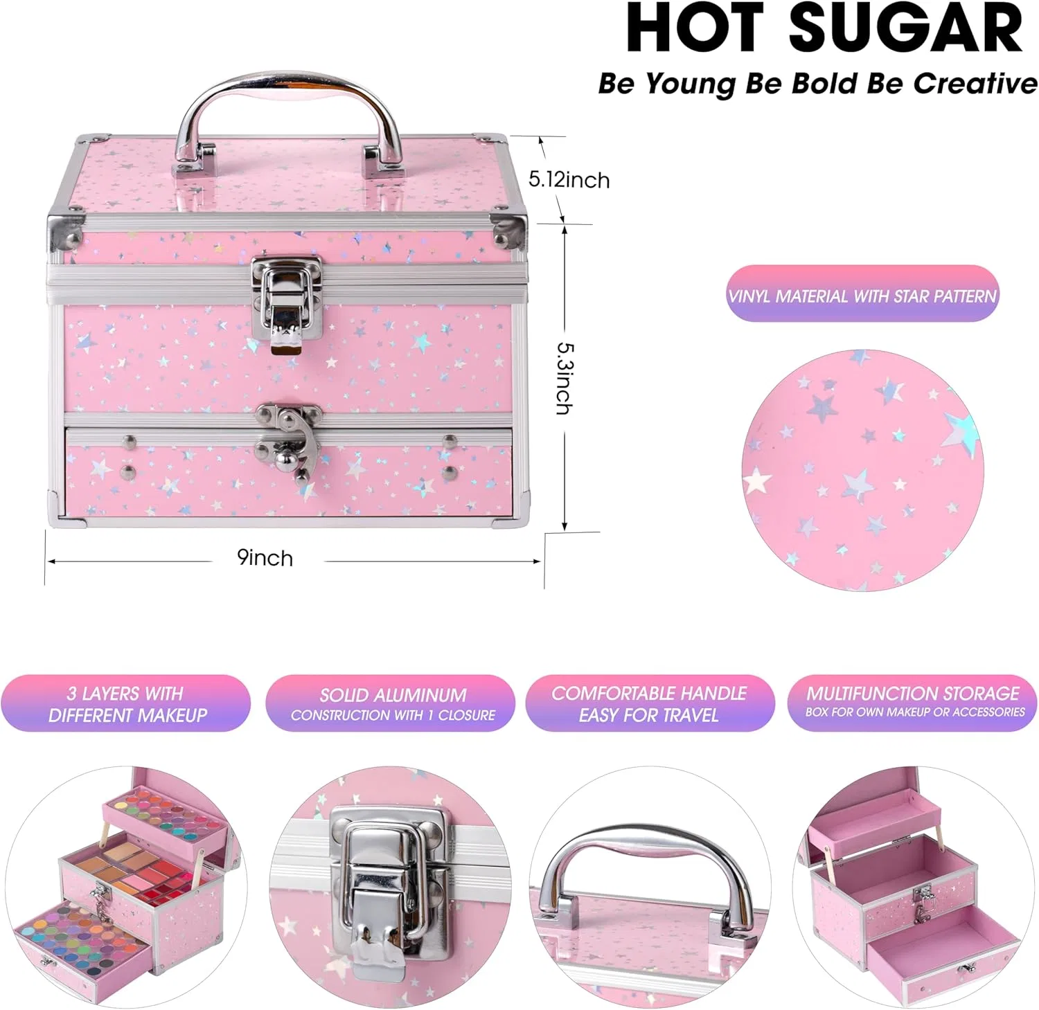 Набор косметики Hot Sugar для девочек, 77 предметов, розовый — фото 2