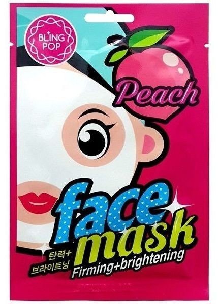 

Bling Pop, Firming & Brightening Face Mask, укрепляющая и осветляющая тканевая маска Peach, 20 мл