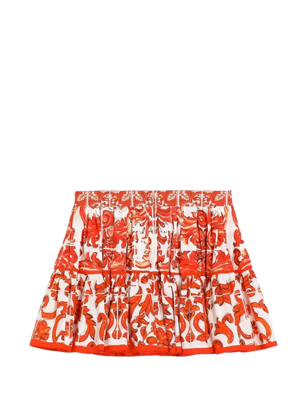 Юбка из поплина с майоликовой печатью Dolce & Gabbana Kids, белый — фото 2