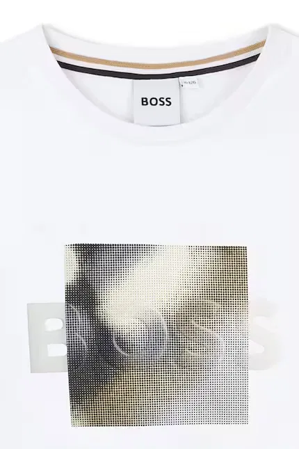 Футболка хлопковая детская BOSS, белый — фото 3