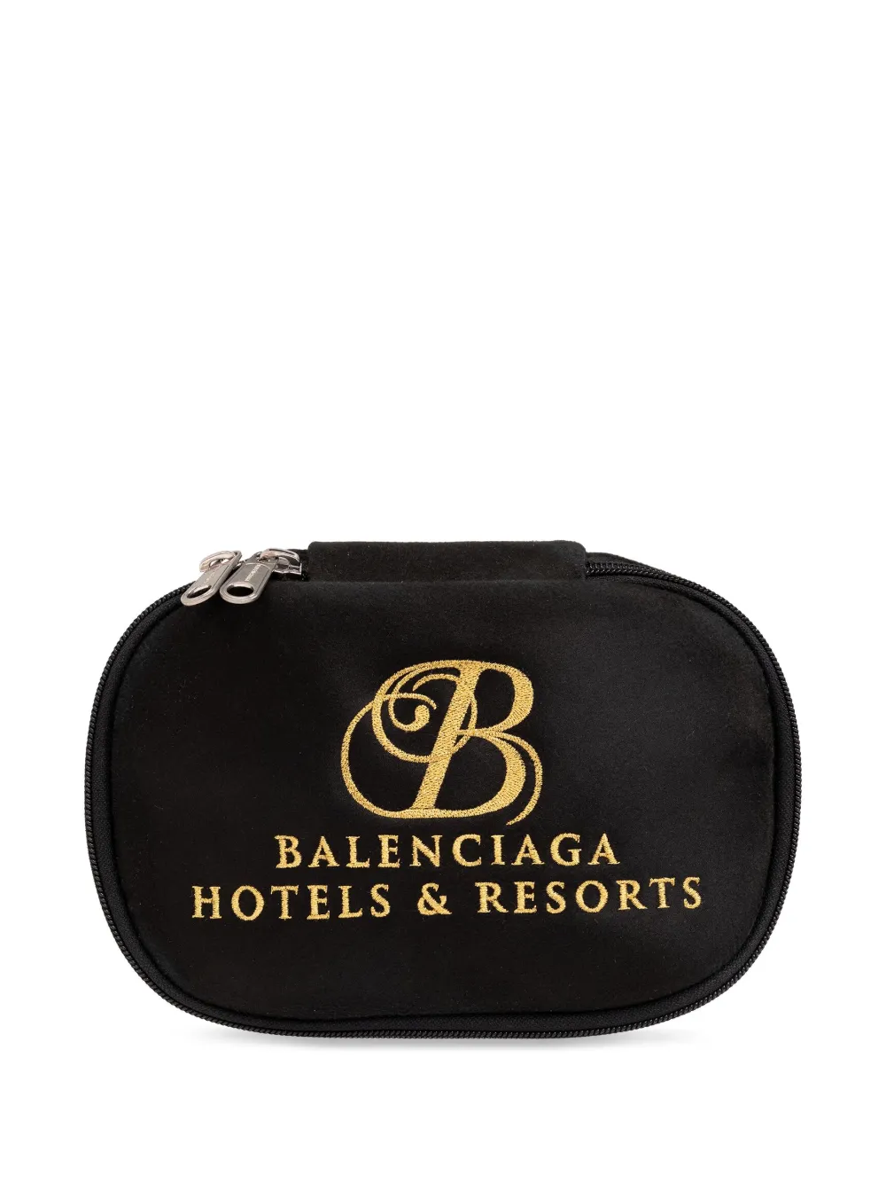 

Бархатный клатч с вышитым логотипом BALENCIAGA, черный