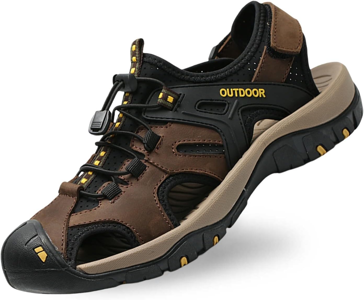 

Мужские летние кожаные сандалии, удобные шлепанцы на плоской подошве для повседневной носки, прогулок на улице, пляжа и отпуска, не скользят Generic, коричневый