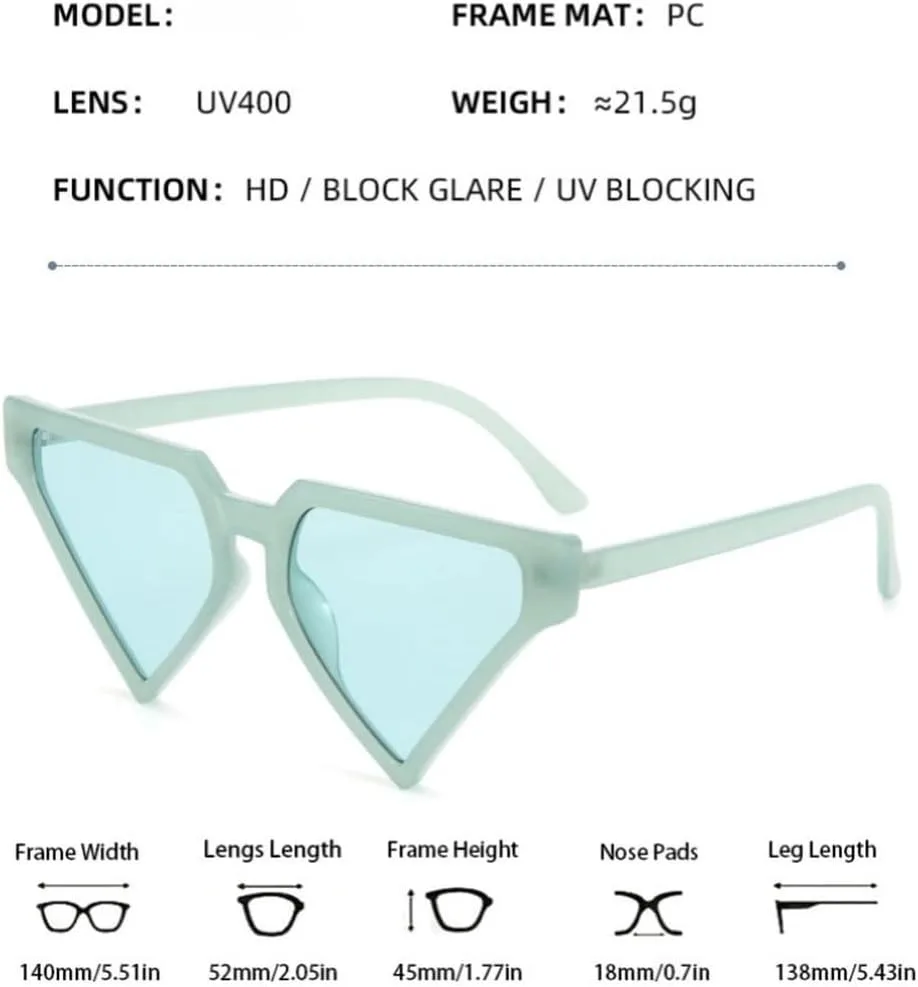 

Модные солнцезащитные очки в форме большого сердца для мужчин и женщин. Винтажные очки в форме неправильного треугольника для защиты глаз WNCKSQ, C3green