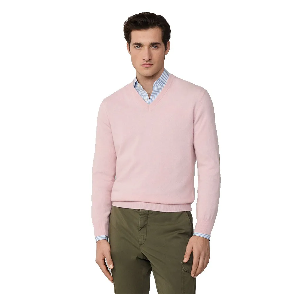 

Свитер Hackett Merino Cash Mix v neck, розовый