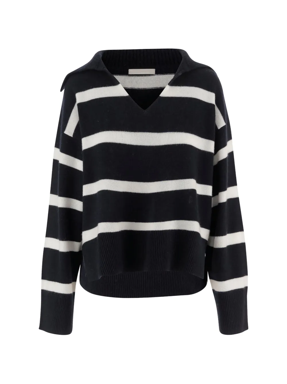 

Полосатый свитер с V-образным вырезом Allude, синий