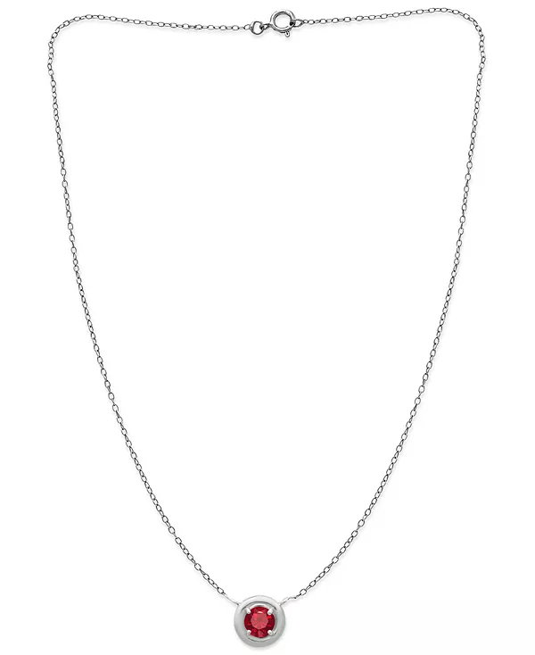 

Ожерелье с подвеской 16 дюймов в оправе из красного кубического циркония, созданное для Macy's Giani Bernini, silver